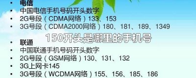 150开头是哪里的手机号