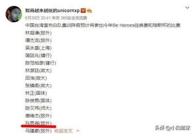 ​孙思尧入选中国台北集训名单引争议？两人同名同姓，同曦的强一档