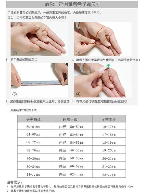 手镯圈口内径对照表（手镯圈口尺寸的计算）