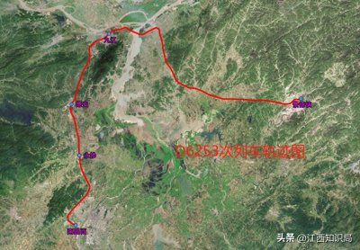 D6253次列车由景德镇北至南昌西,绕行九江