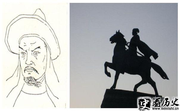 李自成画铜像