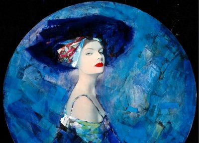 ​法国著名艺术家理查德·布莱特：穿蓝色衣服的女士