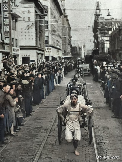 民国时的重要客运工具——黄包车,老照片带你看看老上海的黄包车