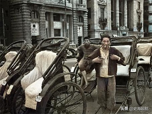 民国时的重要客运工具——黄包车,老照片带你看看老上海的黄包车